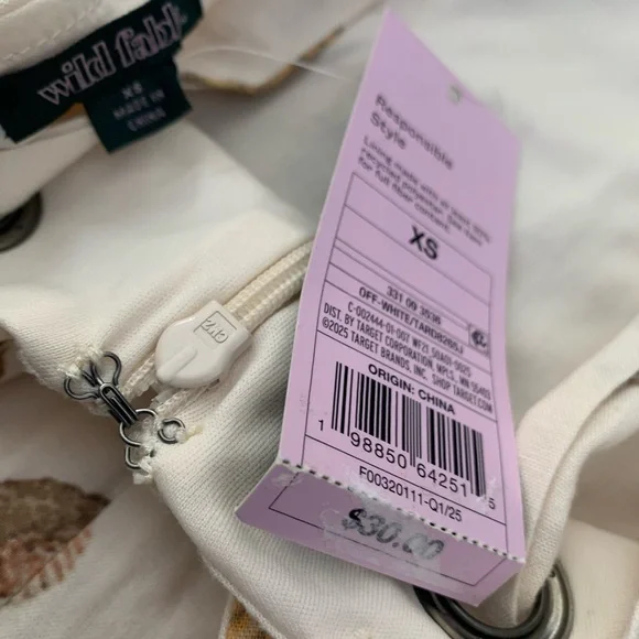 Wild fable Cream Seashell Print Dress size XS NWT - Picture 9 of 9